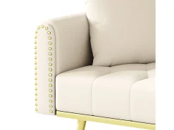 Sofá 2 lugares - com função relax - três posições de inclinação ajustáveis - porta-copos incluído - bege