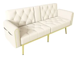 Sofá 2 lugares - com função relax - três posições de inclinação ajustáveis - porta-copos incluído - bege