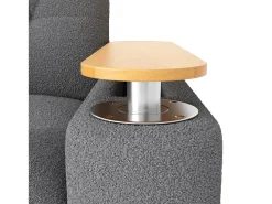 Sofá 3 lugares - con espaço de armazenamento - con apoio de cabeça e mesinha lateral integrada - cinza