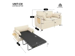 Sofá 2 lugares - con porta USB - con mesinha auxiliar dobrável - con 2 almofadas - veludo canelado - bege