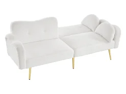Sofá 2 lugares - Encosto ajustável - Pés de metal banhado a ouro - Branco