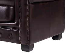 Sofá 4 lugares 100% pele de búfalo Castanho estilo chesterfield - BRENTON