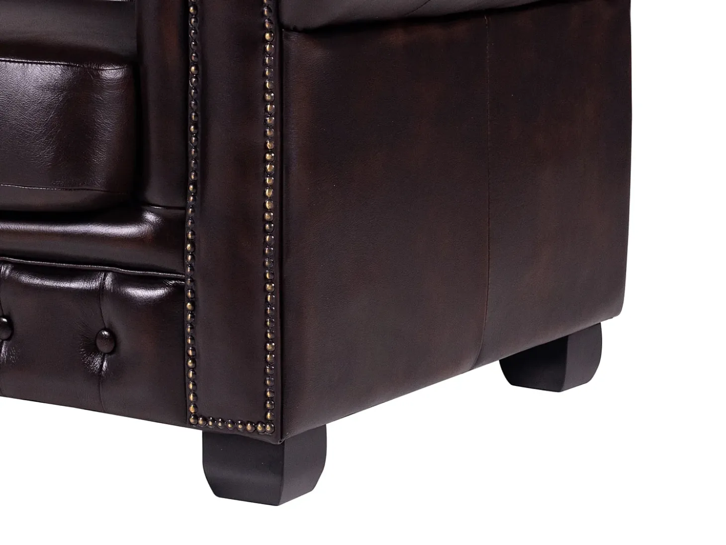 Sofá 4 lugares 100% pele de búfalo Castanho estilo chesterfield - BRENTON