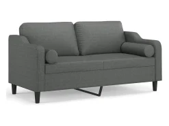Sofá 2 lugares +almofadas decorativas 140cm tecido cinza-escuro