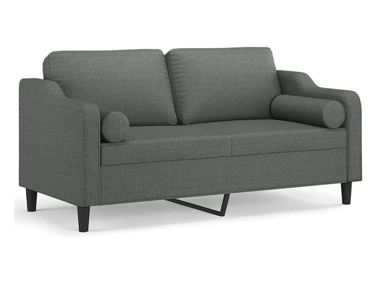 Sofá 2 lugares +almofadas decorativas 140cm tecido cinza-escuro