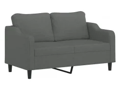 Sofá 2 lugares +almofadas decorativas 140cm tecido cinza-escuro