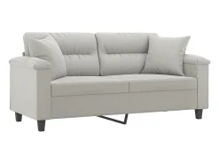 Sofá 2 lugares c/ almofadas 140 cm microfibra cinzento-claro PT310332