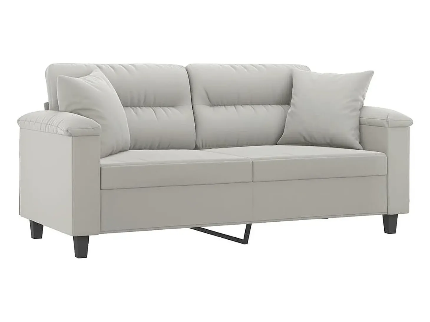 Sofá 2 lugares c/ almofadas 140 cm microfibra cinzento-claro PT310332