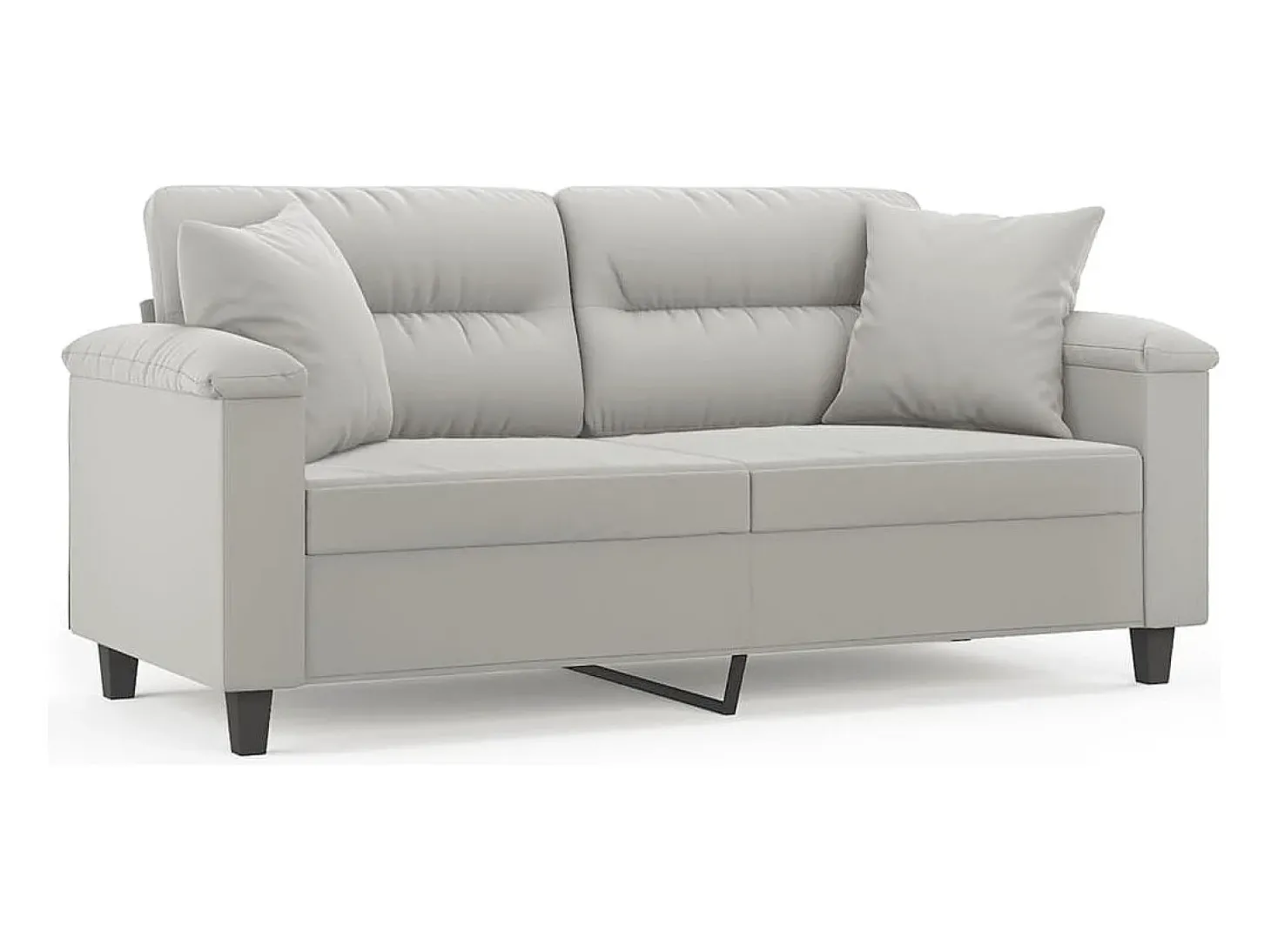 Sofá 2 lugares c/ almofadas 140 cm microfibra cinzento-claro PT310332