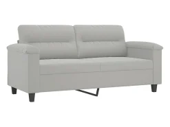 Sofá 2 lugares c/ almofadas 140 cm microfibra cinzento-claro PT310332
