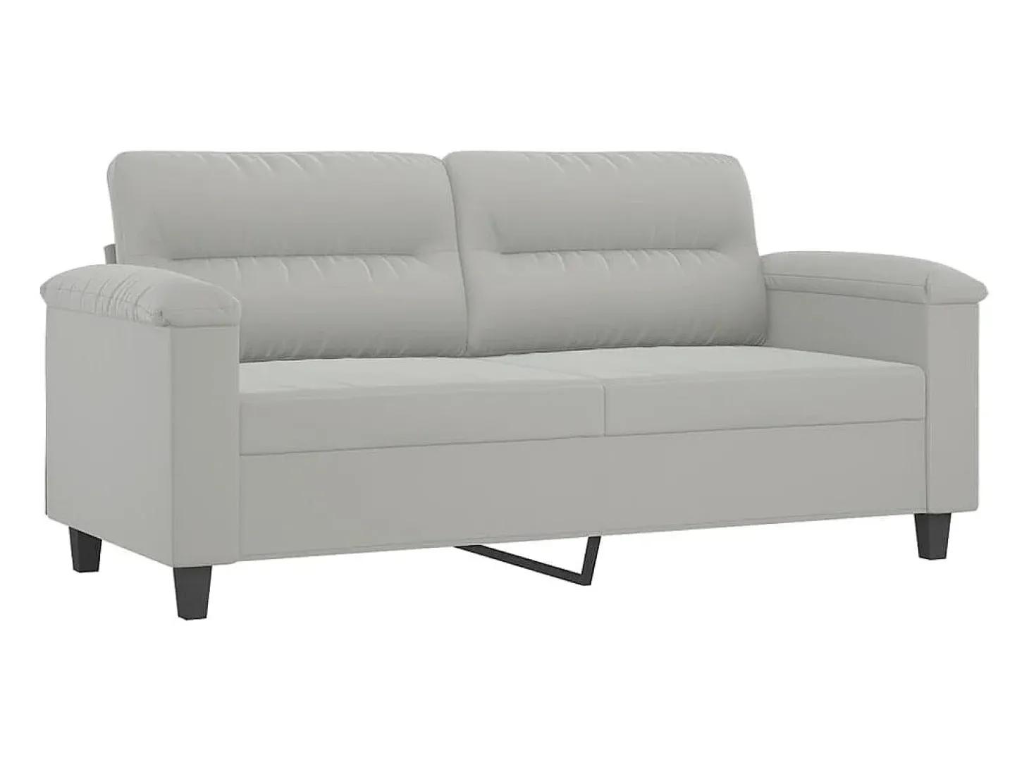 Sofá 2 lugares c/ almofadas 140 cm microfibra cinzento-claro PT310332
