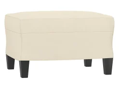 Sofá 3 lugares c/ apoio pés 180 cm couro artificial cor creme PT460679