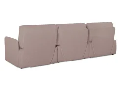 Sofá 3 lugares chaise longue estofado em bouclé e pinho Rosa claro