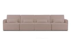 Sofá 4 lugares chaise longue estofado em bouclé e pinho Rosa claro