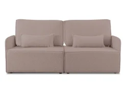 Sofá 2 lugares chaise longue estofado em bouclé e pinho Rosa claro