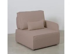 Sofá 2 lugares chaise longue estofado em bouclé e pinho Rosa claro