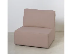 Sofá 2 lugares chaise longue estofado em bouclé e pinho Rosa claro