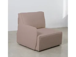 Sofá 2 lugares chaise longue estofado em bouclé e pinho Rosa claro