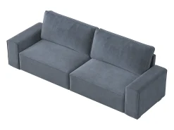 Sofá 3 lugares chenille cinza - com braços largos - 220 x 83 x 88 cm