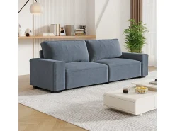 Sofá 3 lugares chenille cinza - com braços largos - 220 x 83 x 88 cm