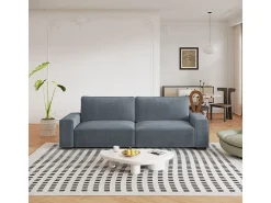 Sofá 3 lugares chenille cinza - com braços largos - 220 x 83 x 88 cm
