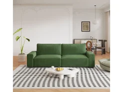 Sofá 3 lugares chenille verde - com braços largos - 220 x 83 x 88 cm
