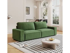 Sofá 3 lugares chenille verde - com braços largos - 220 x 83 x 88 cm