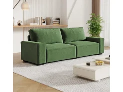 Sofá 3 lugares chenille verde - com braços largos - 220 x 83 x 88 cm