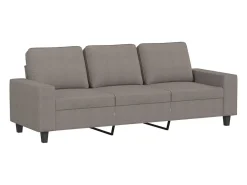 Sofá 3 lugares com apoio de pés 180 cm tecido cinza-acastanhado PT486637