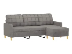 Sofá 3 lugares com apoio de pés 180 cm tecido cinza-acastanhado PT411352