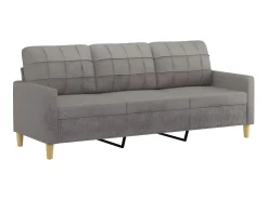 Sofá 3 lugares com apoio de pés 180 cm tecido cinza-acastanhado PT411352