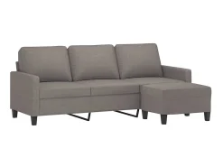 Sofá 3 lugares com apoio de pés 180 cm tecido cinza-acastanhado PT899631