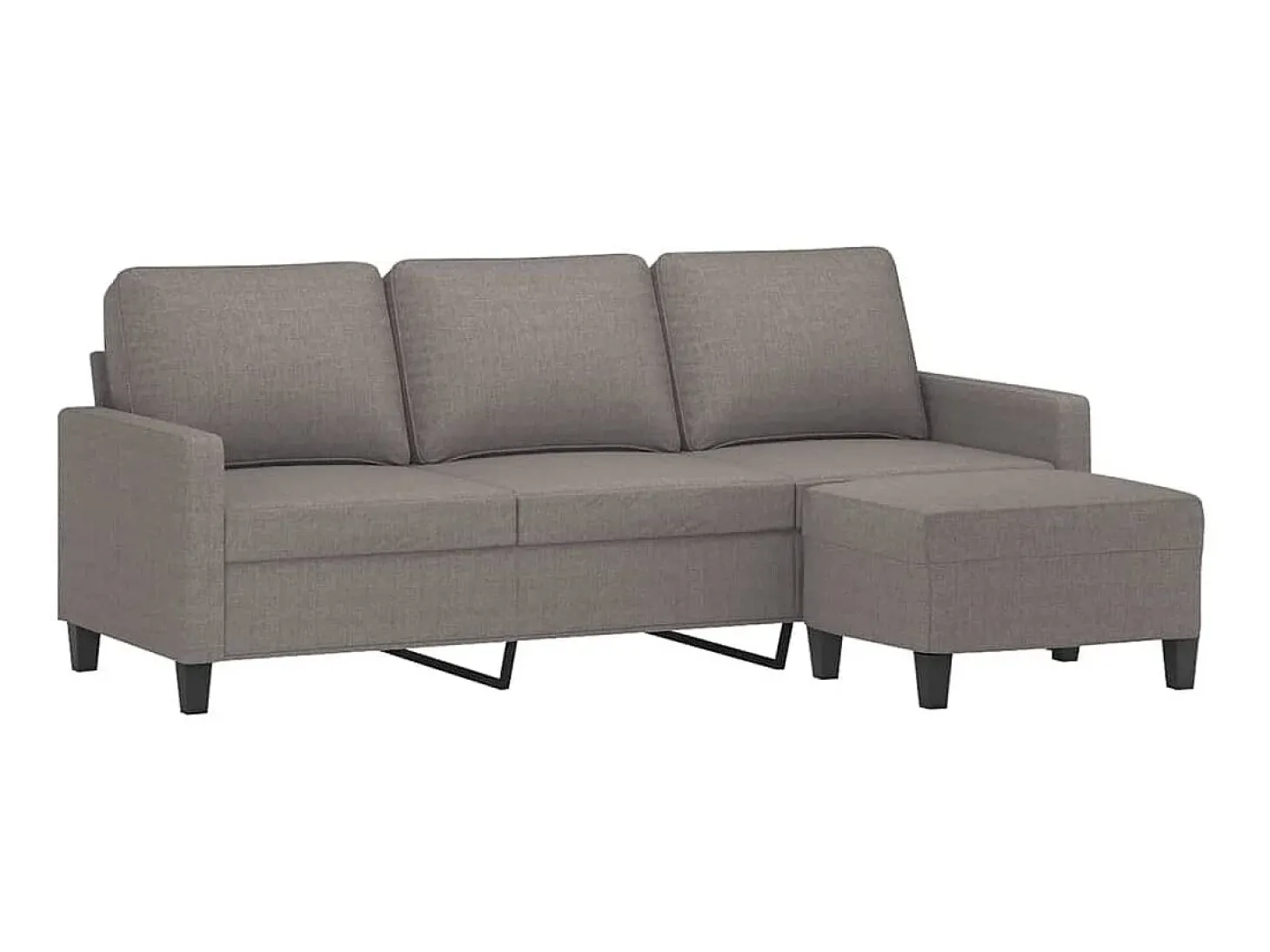 Sofá 3 lugares com apoio de pés 180 cm tecido cinza-acastanhado PT899631
