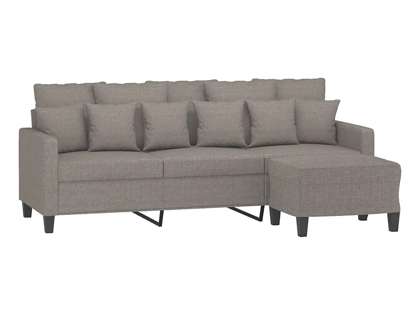 Sofá 3 lugares com apoio de pés 180 cm tecido cinza-acastanhado PT374069