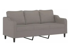 Sofá 3 lugares com apoio de pés 180 cm tecido cinza-acastanhado PT819535