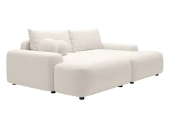 Sofá 3 lugares conforto assento profundo em tecido mesclado creme DAVISO
