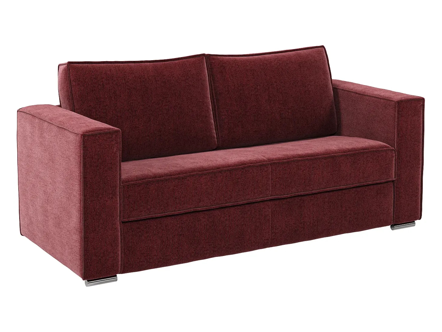Sofá 3 lugares conversível abertura rápida tecido chenille bordô leito 140cm - 18cm LORETO