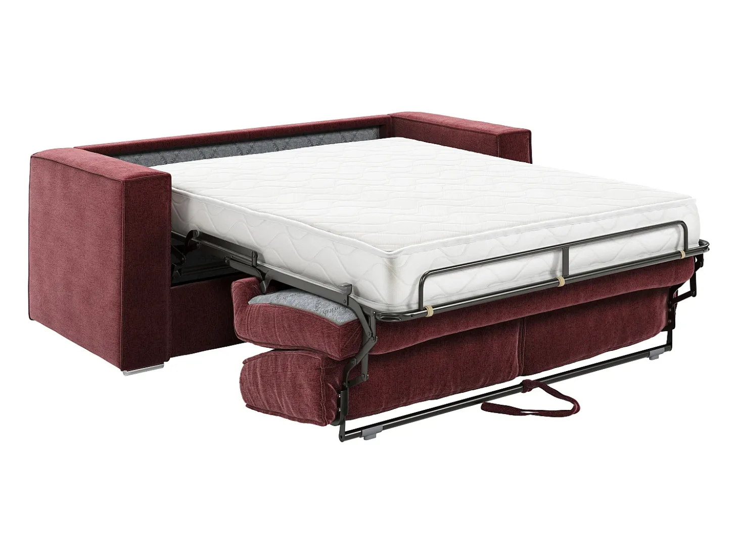 Sofá 3 lugares conversível abertura rápida tecido chenille bordô leito 140cm - 18cm LORETO