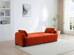 Sofá 3 lugares conversível clic-clac em tecido chenille terracotta LOMARIO