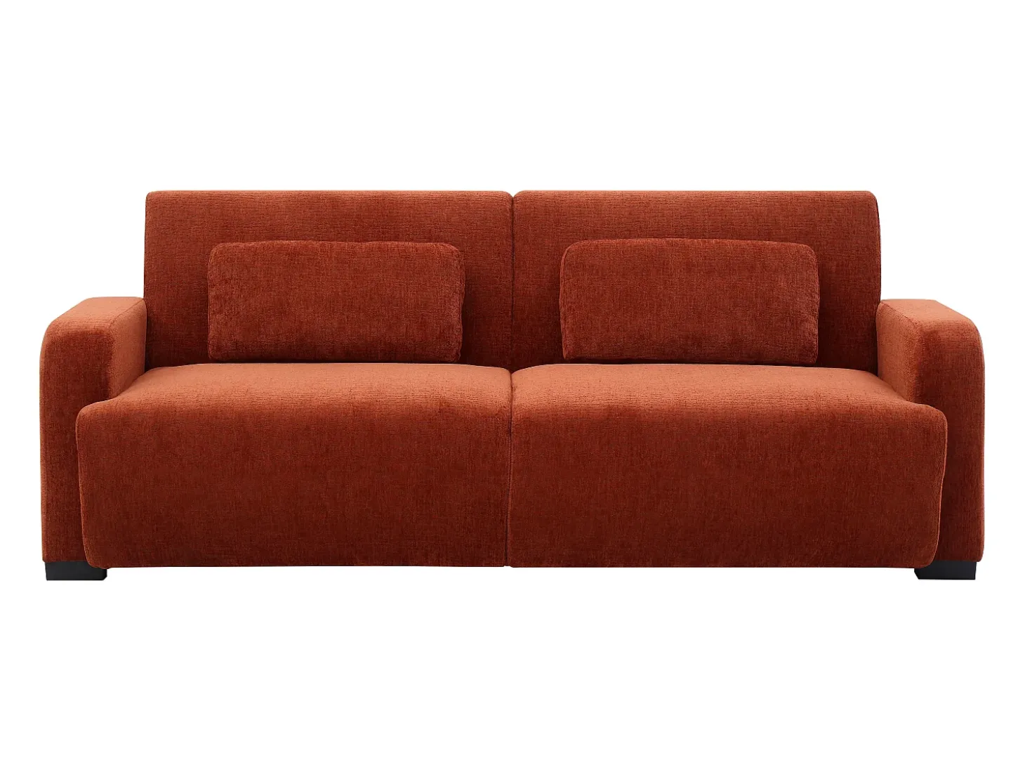 Sofá 3 lugares conversível clic-clac em tecido chenille terracotta LOMARIO