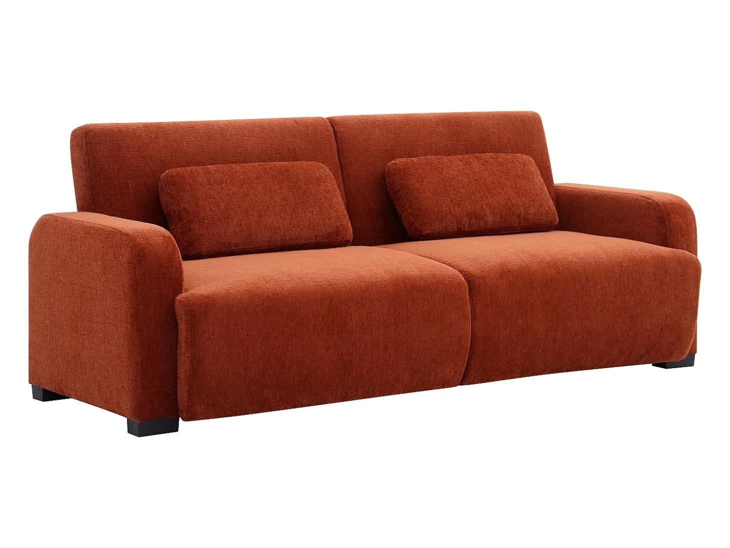Sofá 3 lugares conversível clic-clac em tecido chenille terracotta LOMARIO