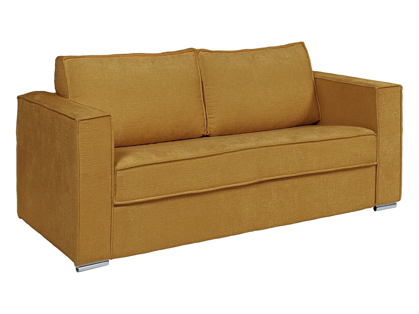 Sofá 3 lugares convert. Abert. rápida tecido chenille bege, cama 140 cm e 18 cm LORETO