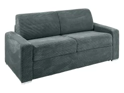 Sofá 4 lugares convert. abert. rápida veludo canelado cinza antracite 160cm e 18cm CALITO