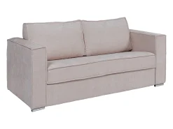 Sofá 3 lugares convert. Abert. rápida tecido chenille bege, cama 140 cm e 14 cm LORETO