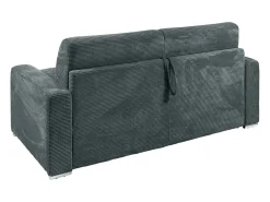 Sofá 3 lugares convert. abert. rápida veludo canelado cinza 140cm e 14cm CALITO