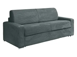 Sofá 4 lugares convert. abert. rápida veludo canelado cinza 160cm e 22cm CALITO
