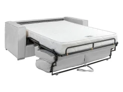 Sofá 3 lugares convert. Abert. rápida tecido chenille bege, cama 140 cm e 22 cm LORETO
