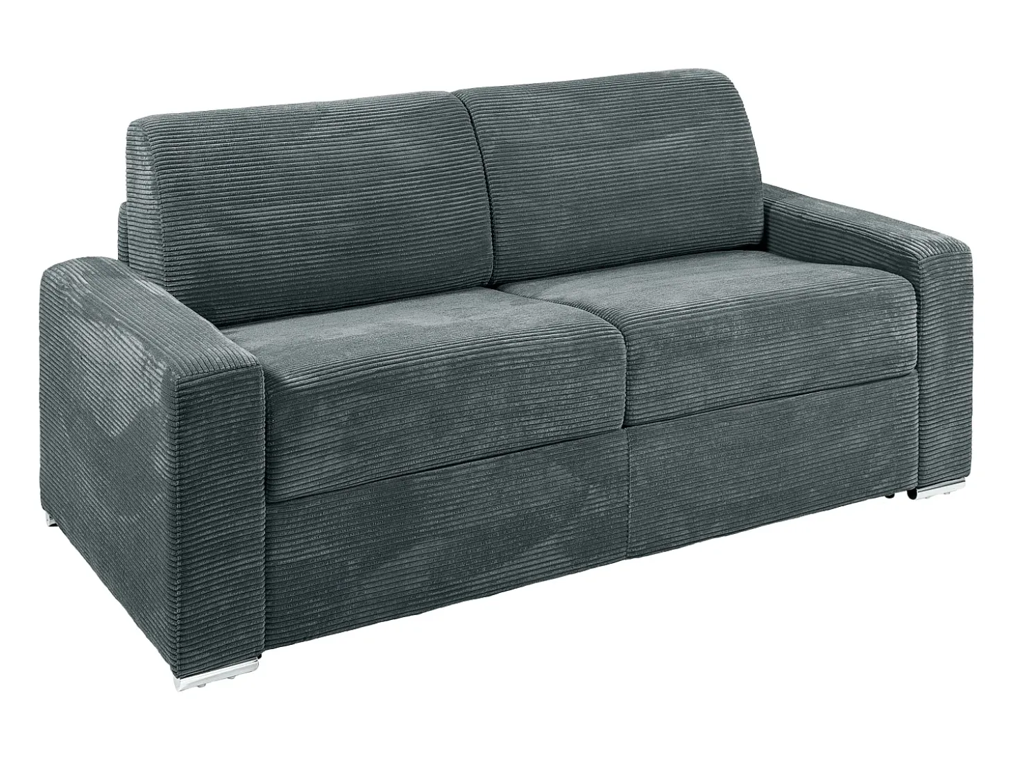 Sofá 3 lugares convert. abert. rápida veludo canelado cinza antracite 140cm e 18cm CALITO