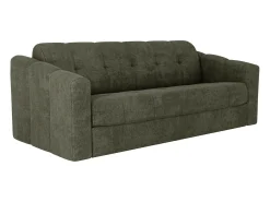 Sofá 3 lugares convertível abertura rápida tecido texturizado verde caqui 140 cm Colchão 14 cm DARIELO