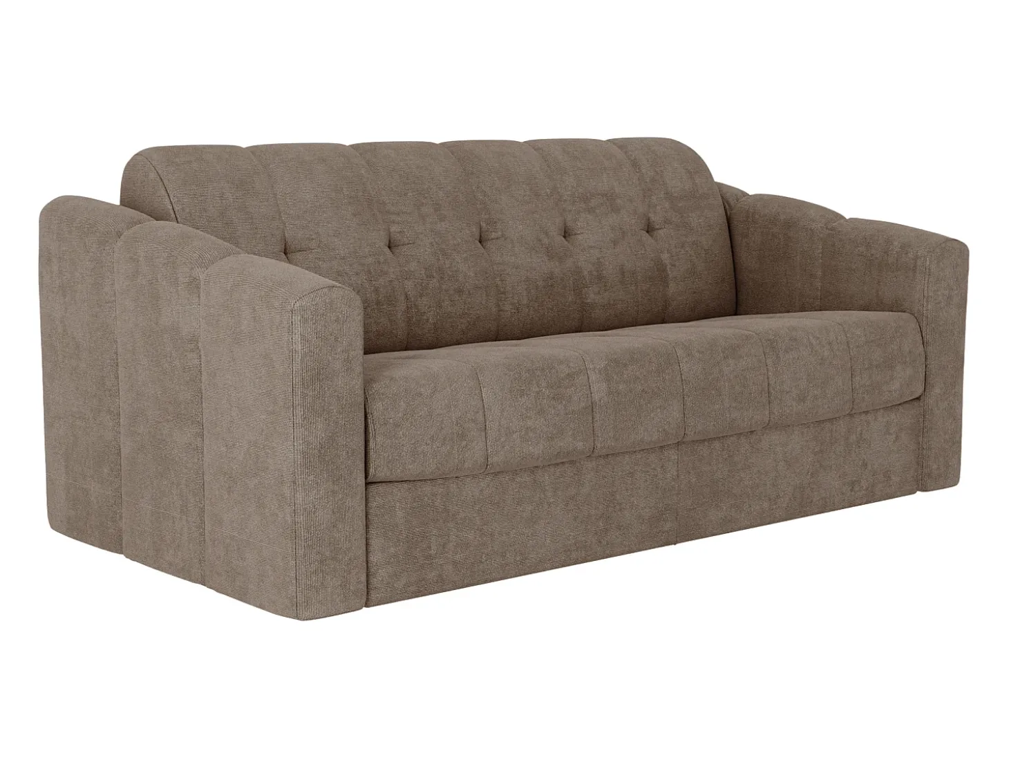 Sofá 3 lugares convertível abertura rápida em tecido texturizado taupe 140 cm Colchão 14 cm DARIELO